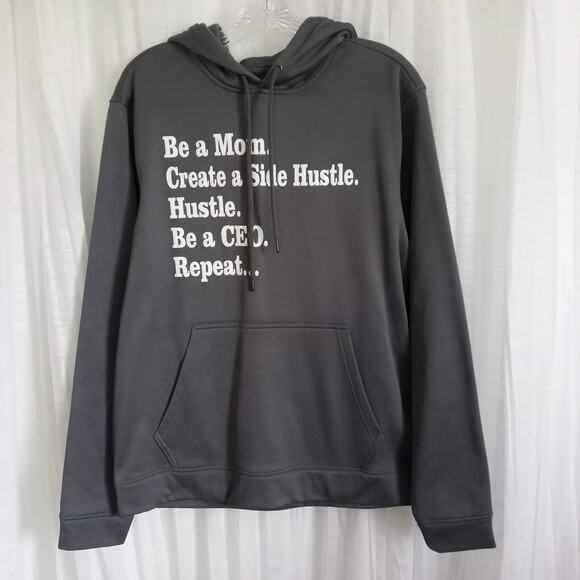 MOM BOSS Sparkle Hoodie CEO Side Hustle SZ S Sport-Tek Gray Pullover Sweatshirt - Picture 4 of 8